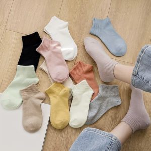 (۱۰ جفتی) جوراب مچی زنانه مچ کبریتی 10 رنگ ساده کد 1080 لادن