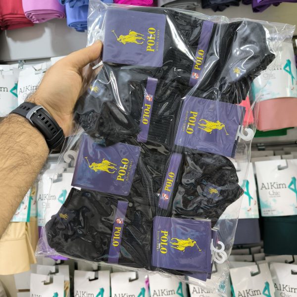 (12جفتی) جوراب اسپرت مارک دوخت طرح برند مشکی مارک صالحی - Image 3