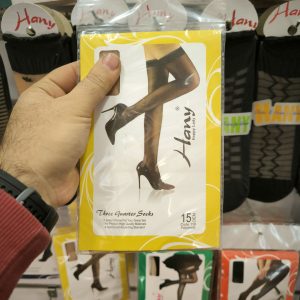 (12جفتی) جوراب بلند ساده شیشه ای بالای زانو مشکی مارک هانی  (1/15)