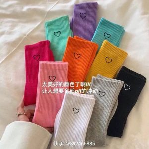 (10جفتی) جوراب ساقدار زنانه مچ کبریتی 10 رنگ  قلب ریز کد 4025 لادن