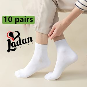 (۱۲جفتی) جوراب نیم ساق زنانه کد 6005 تک سفید لادن
