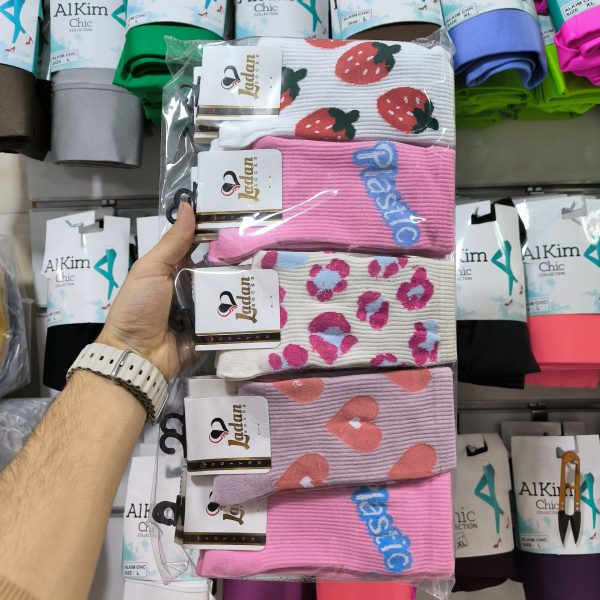 (10جفتی) جوراب ساقدار زنانه طرح plastic کد 4017 لادن - Image 3