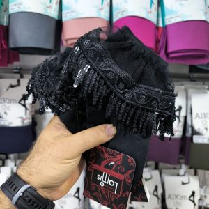 (۱۰جفتی) جوراب مچی زنانه لب تور عربی بلند مشکی لامیس