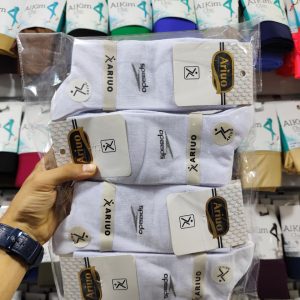 (12جفتی) جوراب کلاسیک مردانه پک کلا سفید تمام نخ آریو