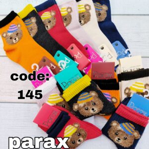 (12جفتی) جوراب نیم ساق بچگانه تدی کلاه میکس پاراکس کد 145