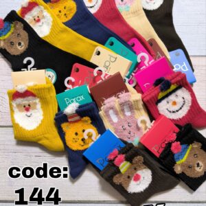 (12جفتی) جوراب نیم ساق بچگانه آدم برفی میکس پاراکس کد 144