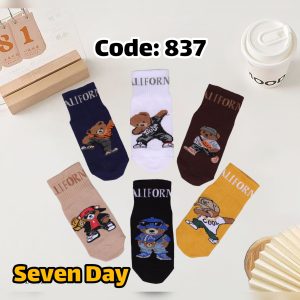 (12جفتی) جوراب مچ کبریتی بچگانه تدی کلاه دار سون دی کد 837