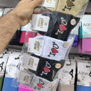 (10جفتی) جوراب نیم ساق زنانه آی لاو   mod land لادن