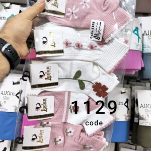 (۱۰ جفتی) جوراب مچی زنانه گل 6 پر صورتی کد 1129 لادن