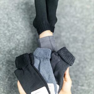 (12جفتی) جوراب زنانه لب برگرد حوله ای زمستانی الوان مارک دانا