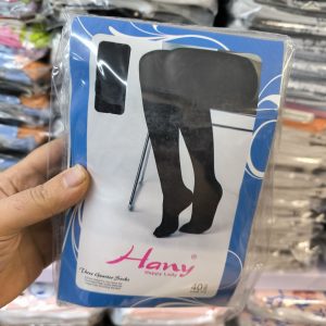 (12جفتی) جوراب بلند کفدار نیمه ضخیم بالای زانو مشکی مارک هانی (1/40)